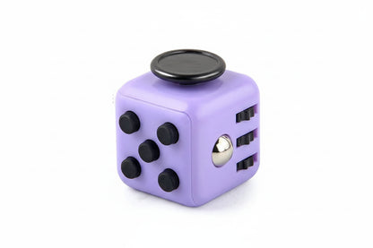 Juguete sensorial tipo fidget con forma de dado morado y negro | Neuromart