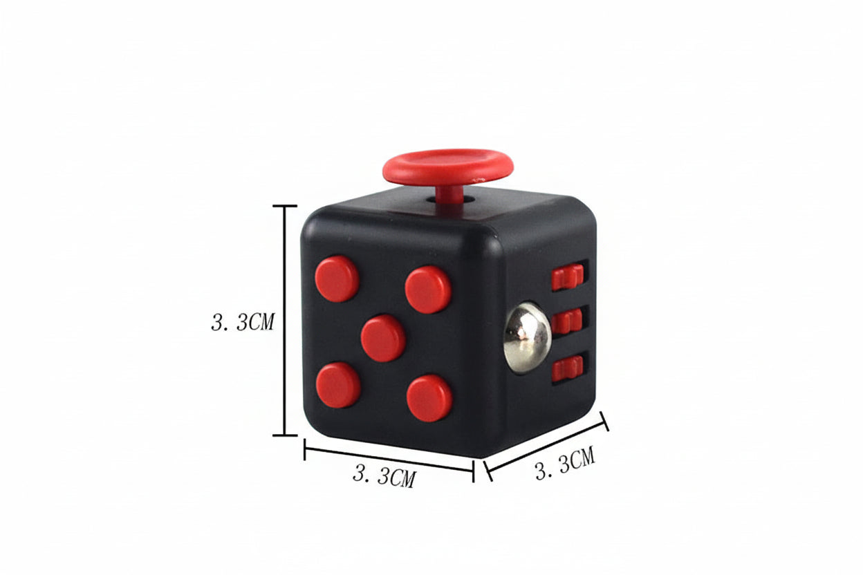 Juguete sensorial tipo fidget dado negro y rojo | Neuromart