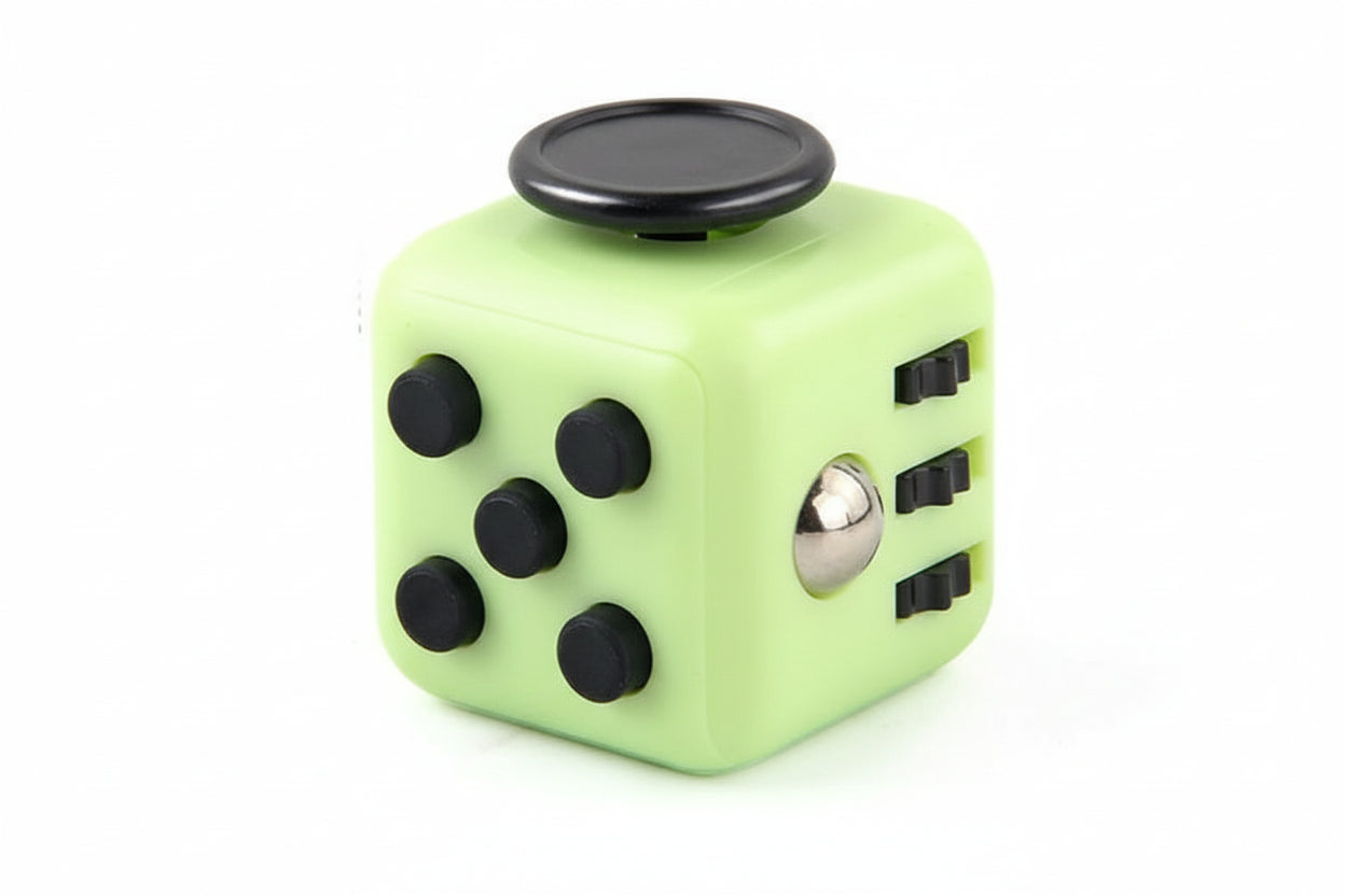 Juguete sensorial tipo fidget dado verde y negro | Neuromart