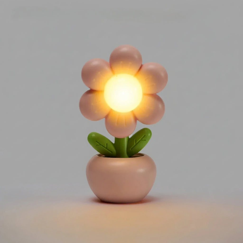 Mini lámpara LED flor rosa vista lateral | Neuromart