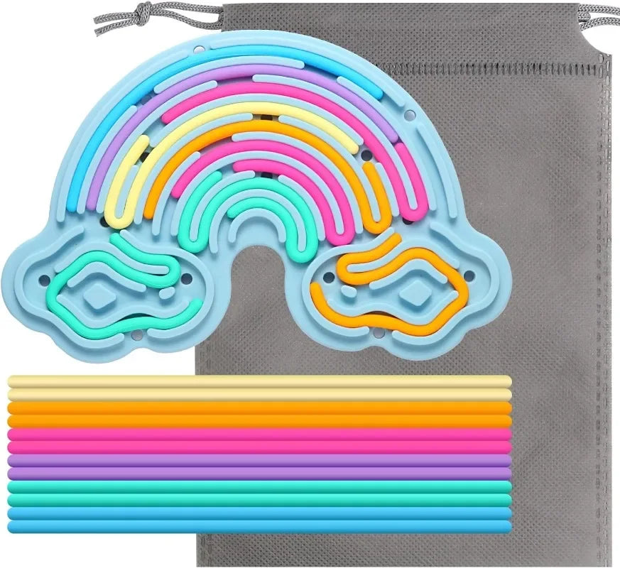 Tablero de actividades sensoriales con forma de arco iris