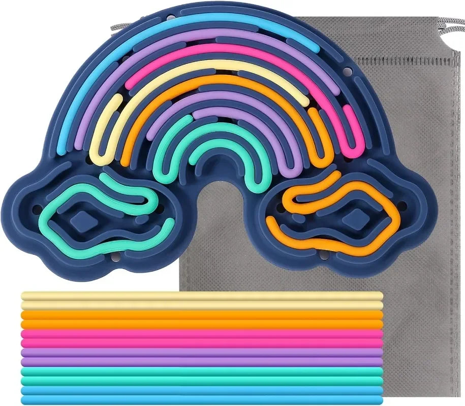 Tablero de actividades sensoriales con forma de arco iris