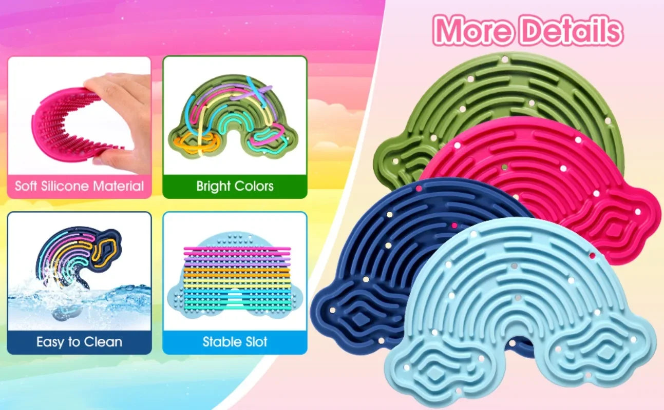 Tablero de actividades sensoriales con forma de arco iris